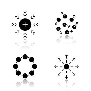 Abstract symbols drop shadow black icons set
