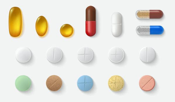 Realistic pills set collection