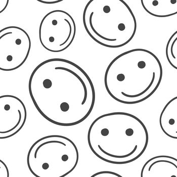 Hand drawn smiley face seamless pattern background. Business flat vector illustration. Face with smile sign symbol pattern.