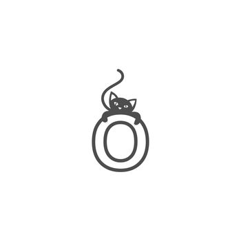 Letter O with black cat icon logo design template