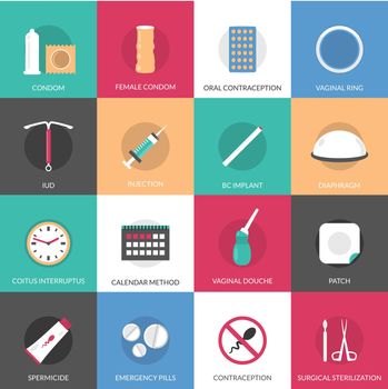 Contraception Methods Icons Set