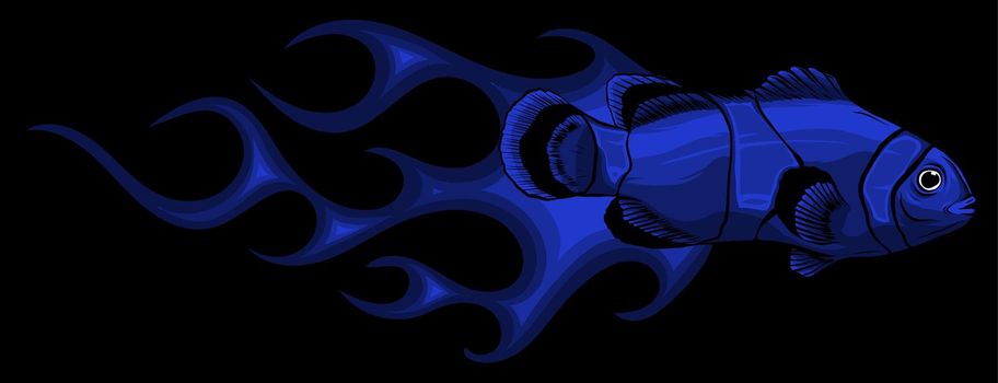 Abstract Burning anemone fish, Illustration vector design art