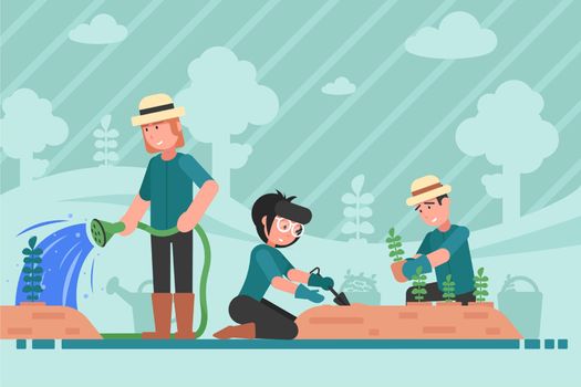 Gardening, teamwork, nature, planting, agriculture, environment concept