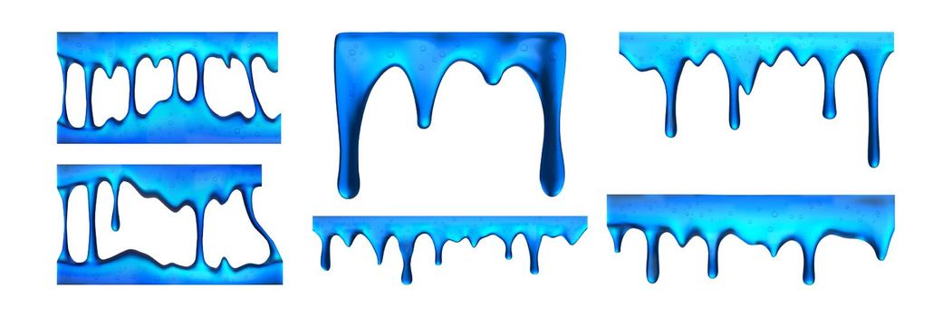 Realistic blue slime drips set