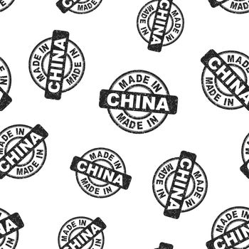 Made in China stamp seamless pattern background. Business flat vector illustration. Manufactured in China symbol pattern.