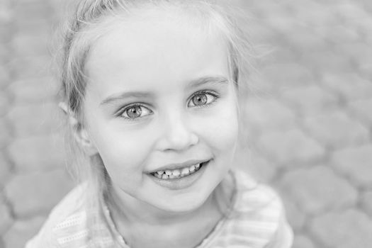 Black and white portrait of little girl
