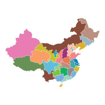 China map with province region. Flat vector illustration on white background