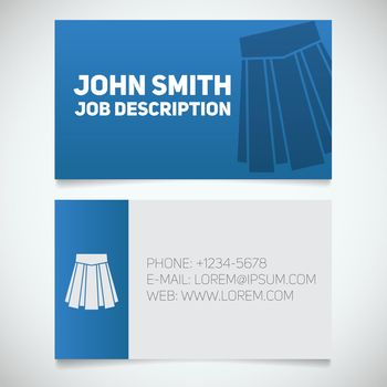 Business card print template with skirt logo