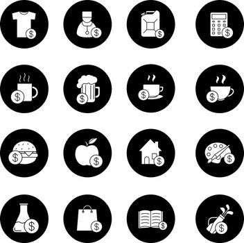 Commercial items glyph icons set