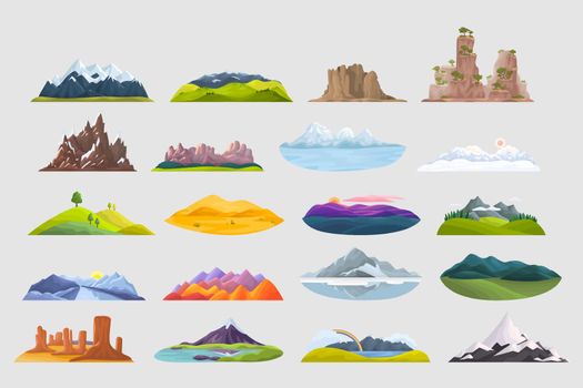 Mountains doodle set