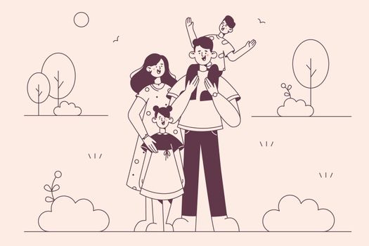 Happy family with children concept