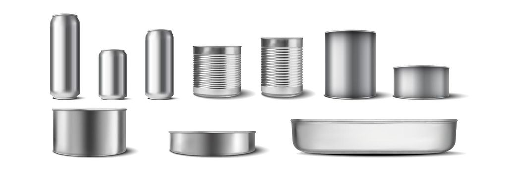 Realistic aluminium cans set collection