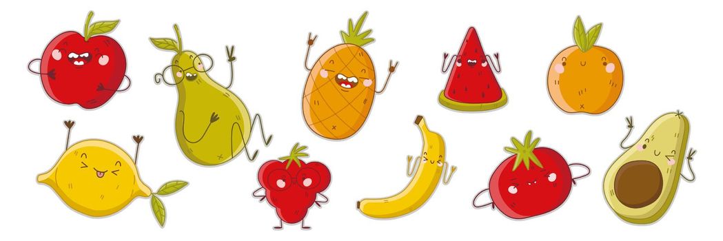 Fruits doodle set