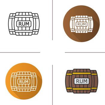 Rum wooden barrels icon