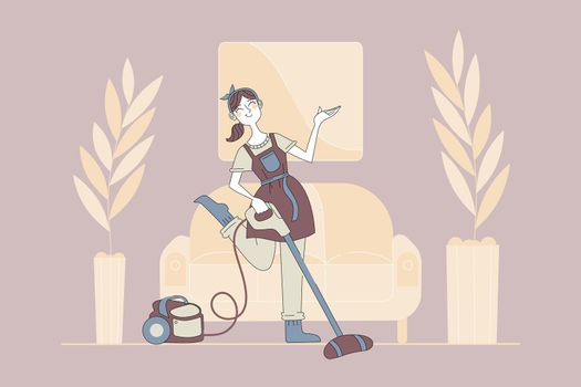 Cleaning, housekeeping, work, leisure concept