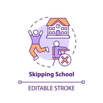 Skipping school concept icon