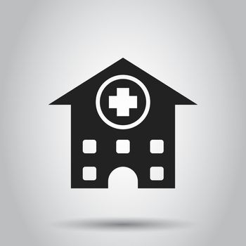 Hospital building vector icon. Infirmary medical clinic sign illustration. Business concept simple flat pictogram on isolated background.