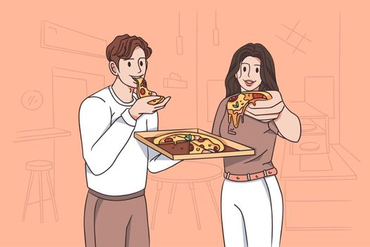 Fast food and eating pizza concept