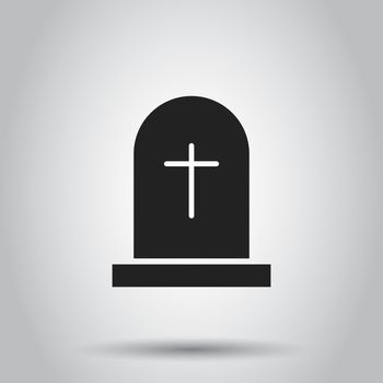 Halloween grave icon. Vector illustration on isolated background. Business concept gravestone rip tombstone pictogram.