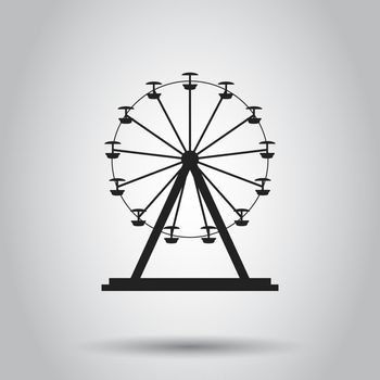 Ferris wheel carousel in park icon. Vector illustration on isolated background. Business concept amusement ride pictogram.