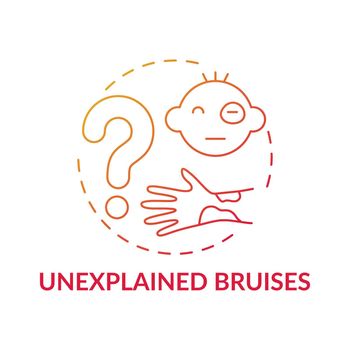 Unexplained bruises red gradient concept icon