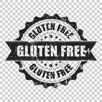 Gluten free scratch grunge rubber stamp. Vector illustration on isolated transparent background. Business concept no gluten healthy stamp pictogram.