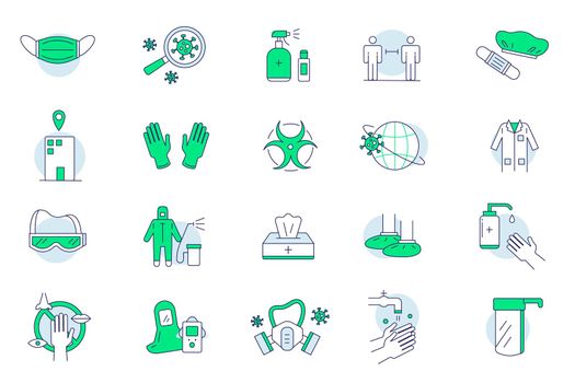 Protective clothing icon doodle set collection