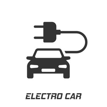 Electro car vector icon in flat style. Electric automobile illustration on white isolated background. Ecology car sedan concept.