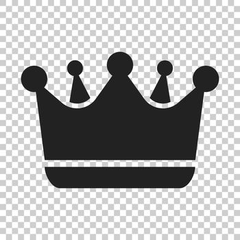 Crown diadem vector icon in flat style. Royalty crown illustration on isolated transparent background. King, princess royalty concept.