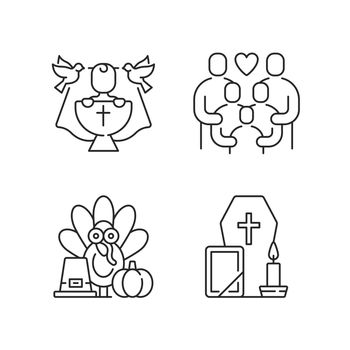 Family tradition and special occasions linear icons set
