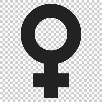 Female sex symbol vector icon in flat style. Women gender illustration on isolated transparent background. Girl masculine business concept.