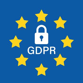 General data protection regulation padlock vector icon in flat style. GDPR illustration background. GDPR concept.