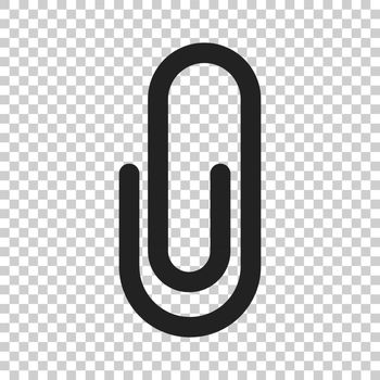 Paper clip attachment vector icon. Paperclip illustration on isolated transparent background. Attach file business document.