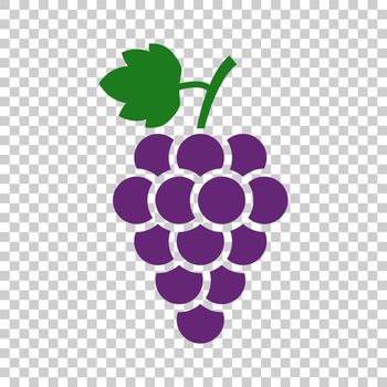 Grape fruit with leaf icon. Vector illustration on isolated transparent background. Business concept Bunch of wine grapevine pictogram.
