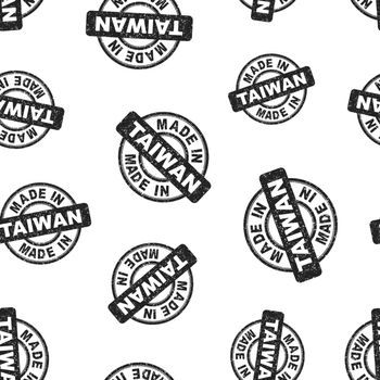 Made in Taiwan stamp seamless pattern background. Business flat vector illustration. Manufactured in Taiwan symbol pattern.