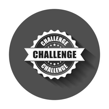 Challenge grunge rubber stamp. Vector illustration with long shadow. Business concept challenge stamp pictogram.