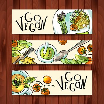 horizontal banners on a vegetarian theme