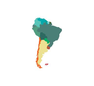South America map on white background. Vector illustration.