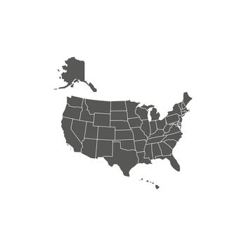 United States Map, states border map. Vector illustration.