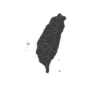 Taiwan Map, states border map. Vector illustration.