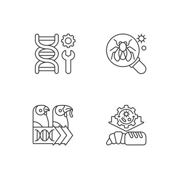 Biotechnology linear icons set