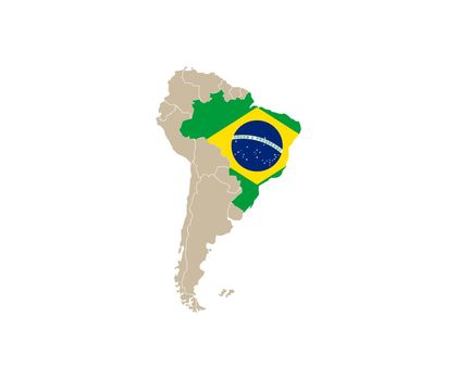Brazil on South America map vector. Vector illustration.