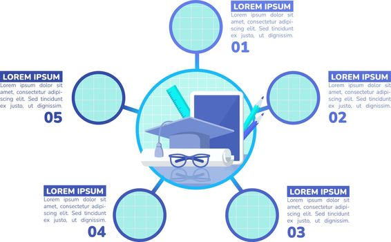 Higher education degree blue infographic chart design template