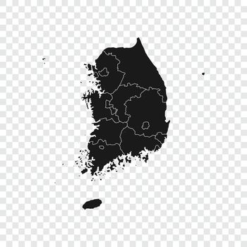 South Korea map on transparent background. Vector illustration.