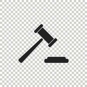 Auction hammer vector icon. Court tribunal flat icon.