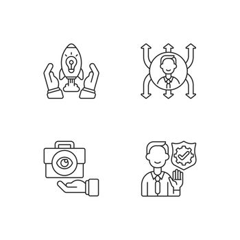 Company mission linear icons set