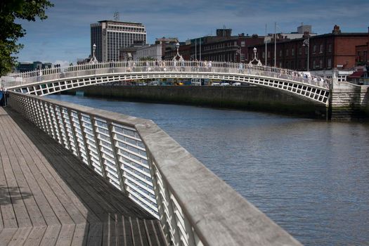 Ha penny Bridge over the River Liffey in Dublin Ireland