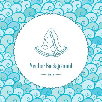 Vector nautical background with emblem and waves