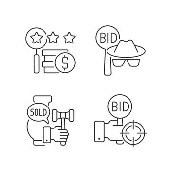Auction components linear icons set