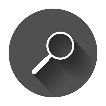 Loupe icon vector. Magnifier in flat style. Search sign concept with long shadow.